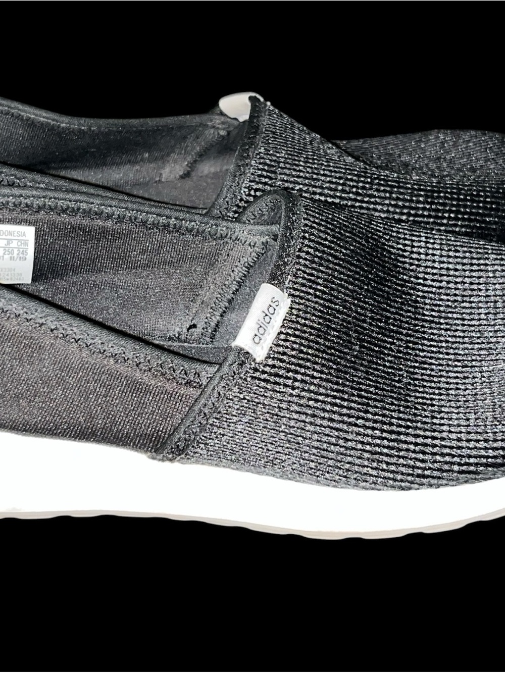 adidas Women Black Knit Slip-On Sneakers with White Soles - Picture 4 of 6
